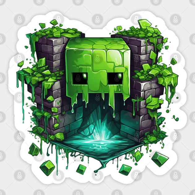 Minecraft Creeper Voxel Monster Cave Sticker by Nightarcade